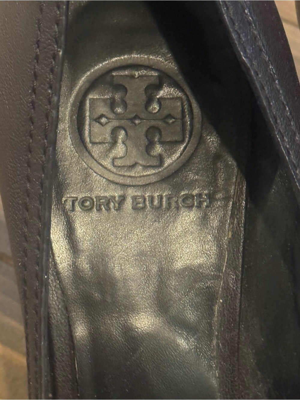 Tory Burch Wedge Heels 9.5M Black Leather - Picture 3 of 16